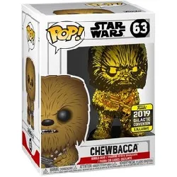 figurine funko pop! star wars - chewbacca gold chrome  vinyl figure (2019 galactic convention exclusive)