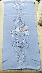 hermès échape / étole / châle de soie bleu et blanc