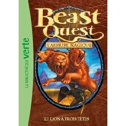 livre beast quest - l'armure magique tome 14 - le lion à trois têtes