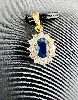 pendentif saphir entouré de 12 diamants env 0,30cts au total or 750 millième (18 ct) 1,71g