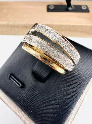 bague 2 ors 4 rangs dont 2 sertis de diamants env 0,72ct au total or 750 millième (18 ct) 6,52g