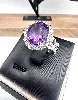 bague cocktail en or blanc centrée d’une améthyste épaulée de 2 autres parmi un pavage de diamants or 750 millième (18 ct) 9,51g