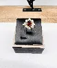 bague maguerite centrée d'une pierre rouge entourée de 8 oxydes or 750 millième (18 ct) 4,10g