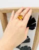 bague or ornée d'une citrine taille émeraude or 750 millième (18 ct) 5,75g