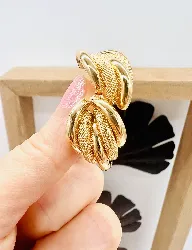 boucles d'oreilles demies créoles large en or or 750 millième (18 ct) 6,21g