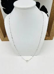 collier or blanc orné d'un pendant diamant taille ancienne d'environ 0,45ct or 750 millième (18 ct) 2,93g