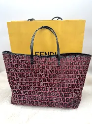 fendi sac cabas roll bag en toile monogram ff couleur bordeaux et noir