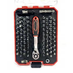 jeu d'embouts à cliquet powerfix - 81 éléments - coffret pratique avec entre autres 75 embouts, un cliquet à éjection rapide et 3 