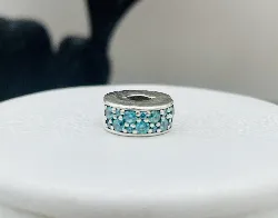 pandora charm clip pavé bleu-vert argent 925 millième (22 ct) 2,35g