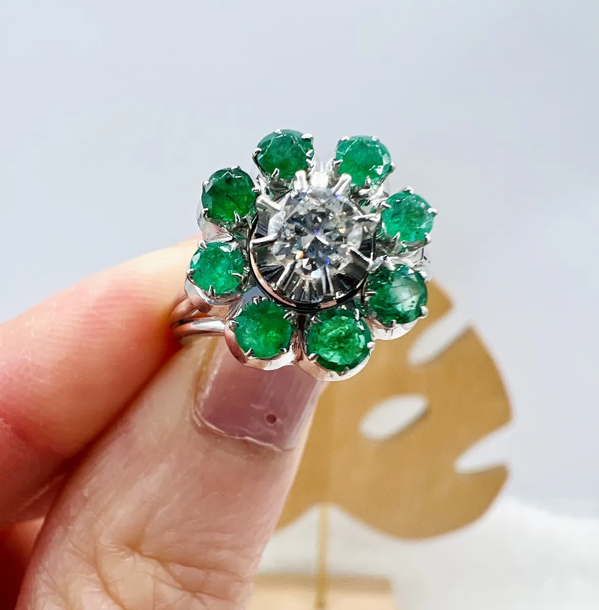Boucle d'oreille Or Blanc 750, diamant noir 1 carat