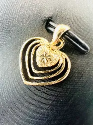 Pendentif Cœur Or 18 Carats Avec 2 Saphirs - Poinçon Tête D'Aigle - 1,11g - Occasion