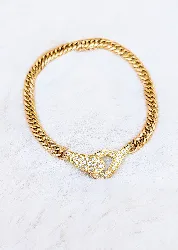 bracelet or maille gourmette avec un motif pavé dec 34 diamants or 750 millième (18 ct) 19,30g