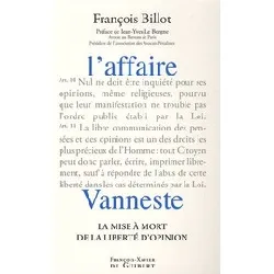 livre l'affaire vanneste - françois billot