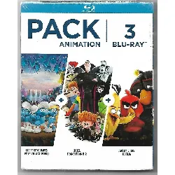 blu-ray pack 3 films d'animation - les shtroumpfs et le village perdu - hotel transylvanie 2 - angry birds le film