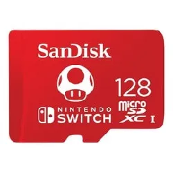 carte mémoire micro sd sandisk 128 go rouge pour nintendo switch - uhs - i u3 - microsdxc
