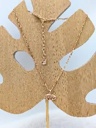 swarovski collier en métal doré pendentif pavé des cristaux couleur champagne