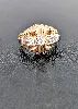 bague ancienne en 2 ors tank dôme ornée de 3 diamants taille ancienne or 750 millième (18 ct) 4,68g