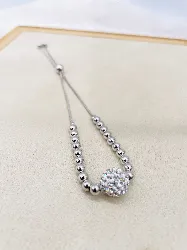 bracelet perles centré une boule d'oxydée argent 925 millième (22 ct) 5,97g