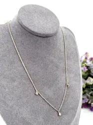 collier dpt fin argent doré et 3 oxydes de zirconium serti clos argent 925 millième (22 ct) 1,95g