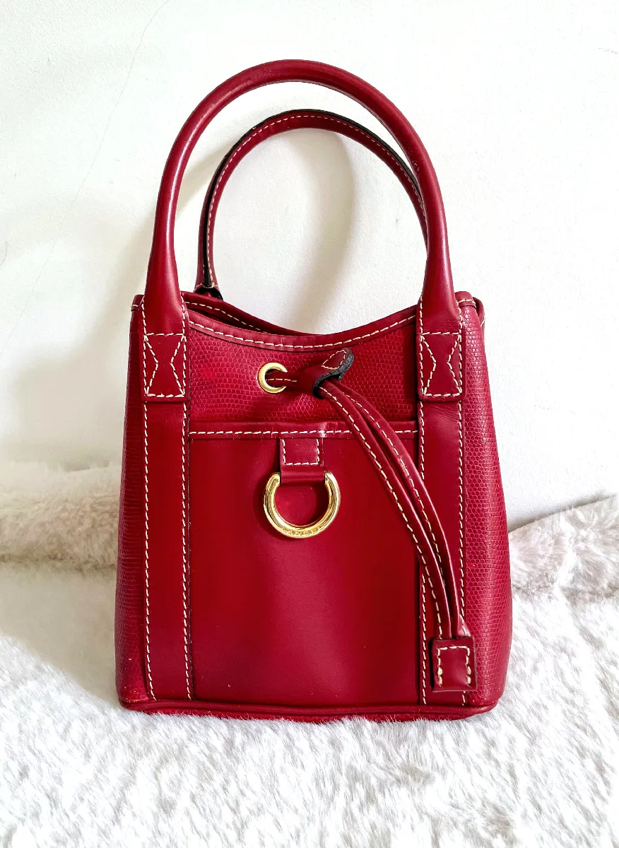 Lancel Mini sac seau en cuir rouge façon Léard DEALiCASH