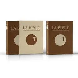 livre la bible : traduction officielle liturgique - edition cuir marron