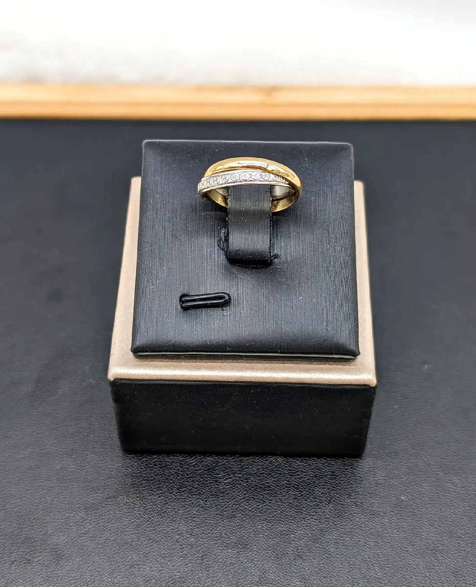 Bague Femme Multi-rail Entrelacés Avec Pavé De Diamants Cz - Taille 52 - Plaqué Or 18K