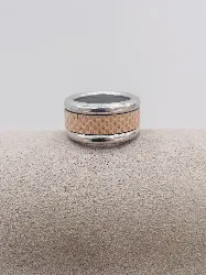 bague anneau en acier avec cuir artificiel t55