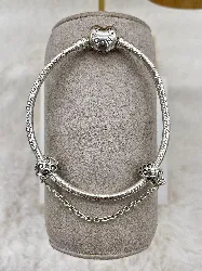 bracelet maille serpent pandora moments avec charm chaîne de confort couronne de cœurs argent 925 millième (22 ct) 14,02g