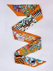 hermès twilly en soie fond orange