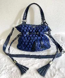 lancel sac 1er flirt édition nylon bleu pétrole matelassé