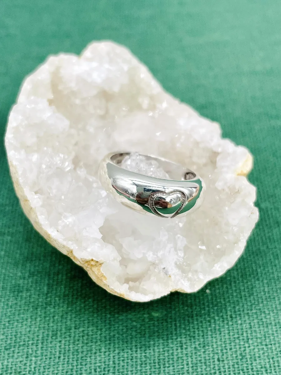 Bague En Argent 925 Cœur - Argent Massif, Poids 4,42g, Occasion (photo Illustrative)