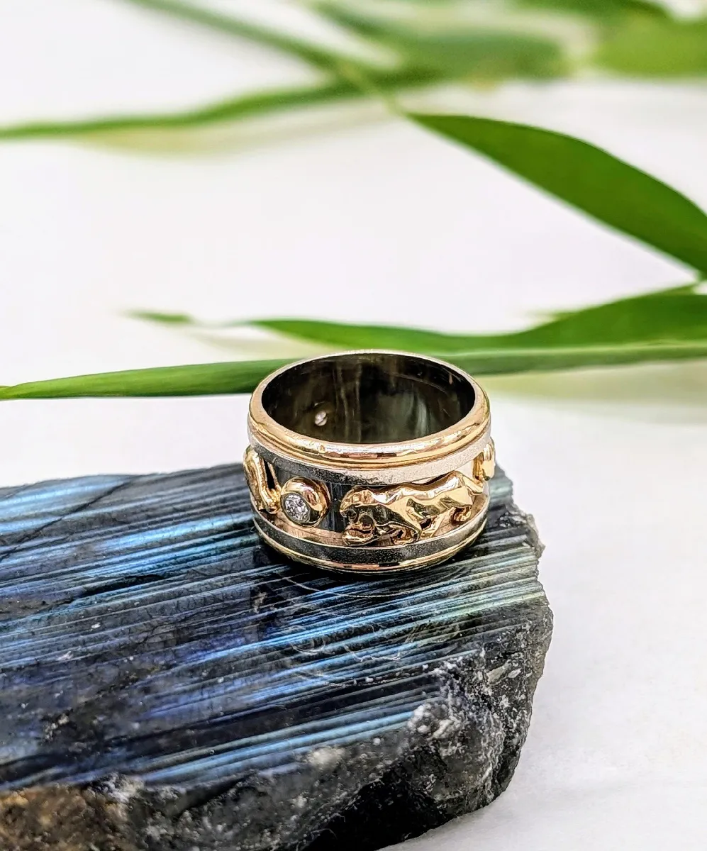 Bague Or 18 Carats Sertie De 7 Diamants - Poids 2,56 G - Occasion (à Vérifier)