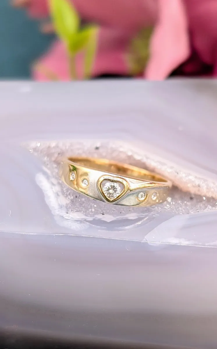 Bague En Or 18 Carats (750/1000) Avec Diamant 0.08 Ct - Modèle Dôme, Occasion
