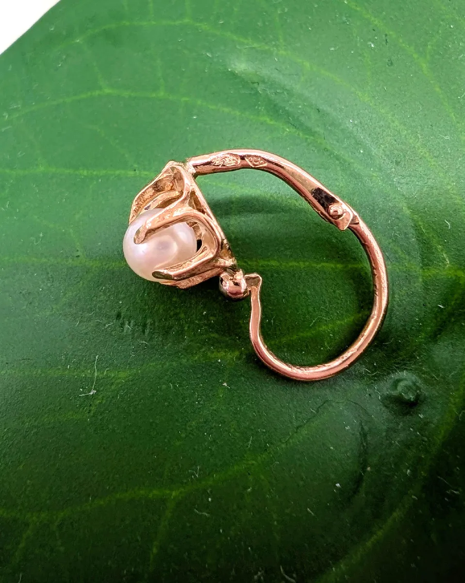 Boucles D'oreilles Dormeuses Or 750/1000 Avec Perle De Tahiti - Poinçon Tête D'aigle