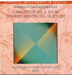cd wolfgang amadeus mozart, salzburger solisten, alberto lizzio - cassation no. 2, kv 99 / divertimento no. 15, kv 287 (1991)