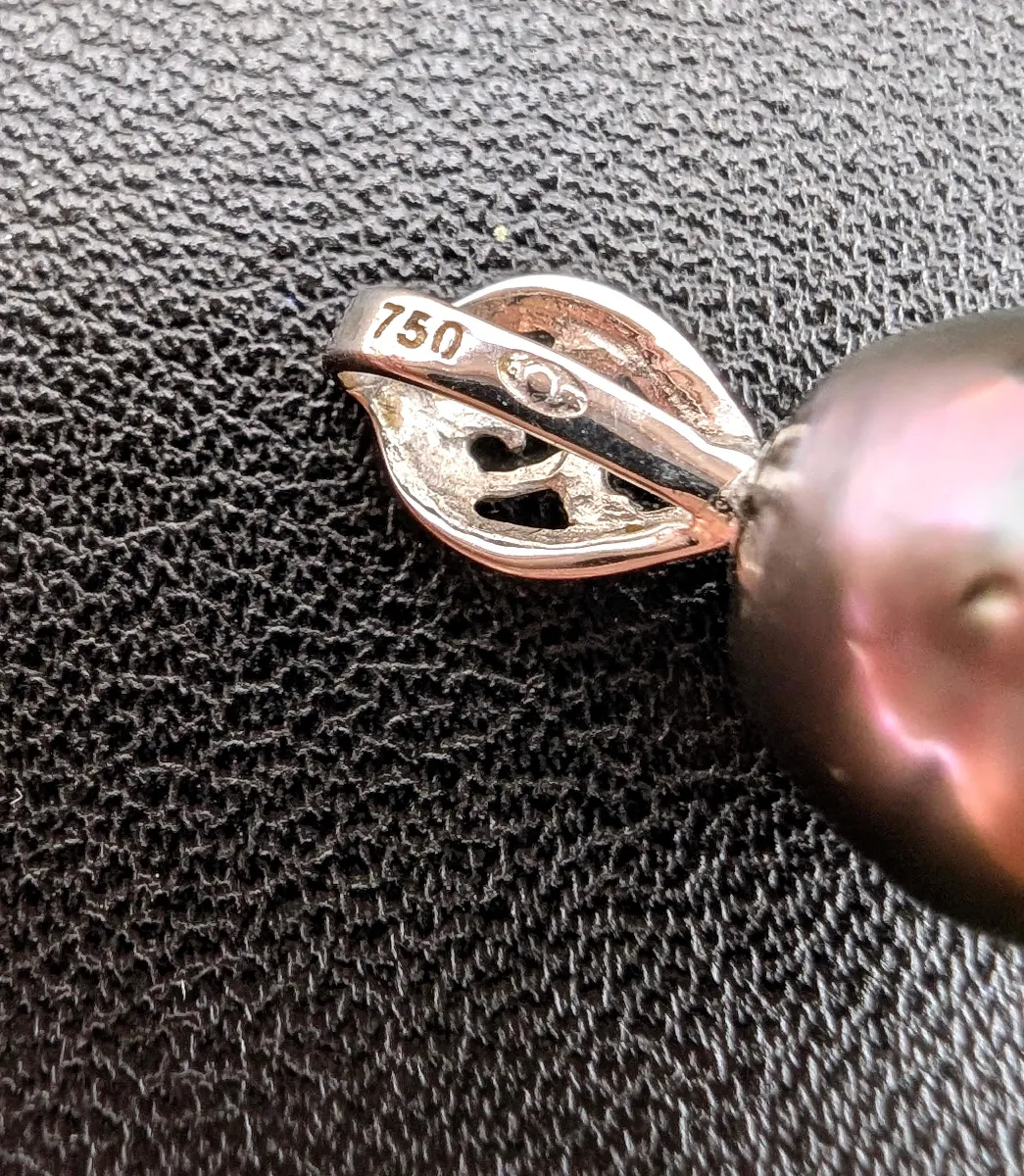 Pendentif En Or Blanc 750/1000 (18 Carats) Avec Une Perle De Culture Grise - Occasion