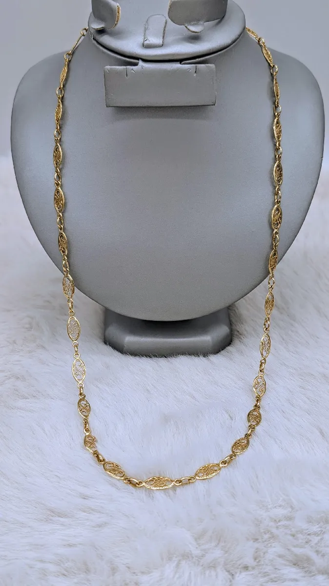 Sautoir Collier Gros Maillons Deux Tons Argenté/doré - Longueur 68 Cm - Occasion