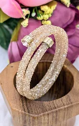 swarovski bracelet jonc double crystaldust doré