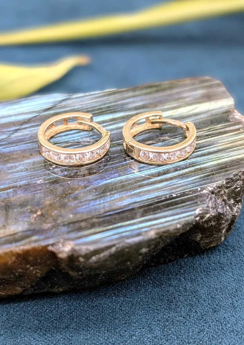 Boucles D'oreilles Créoles Oxydes Or 14 Carats (585/1000) - Petite Taille - Occasion - Photo Illustrative