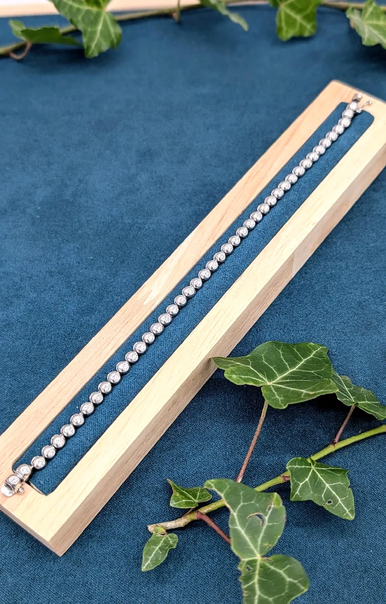 Bracelet Rivière En Or Blanc 18 Carats Avec Diamants - Occasion, Poinçon Hibou