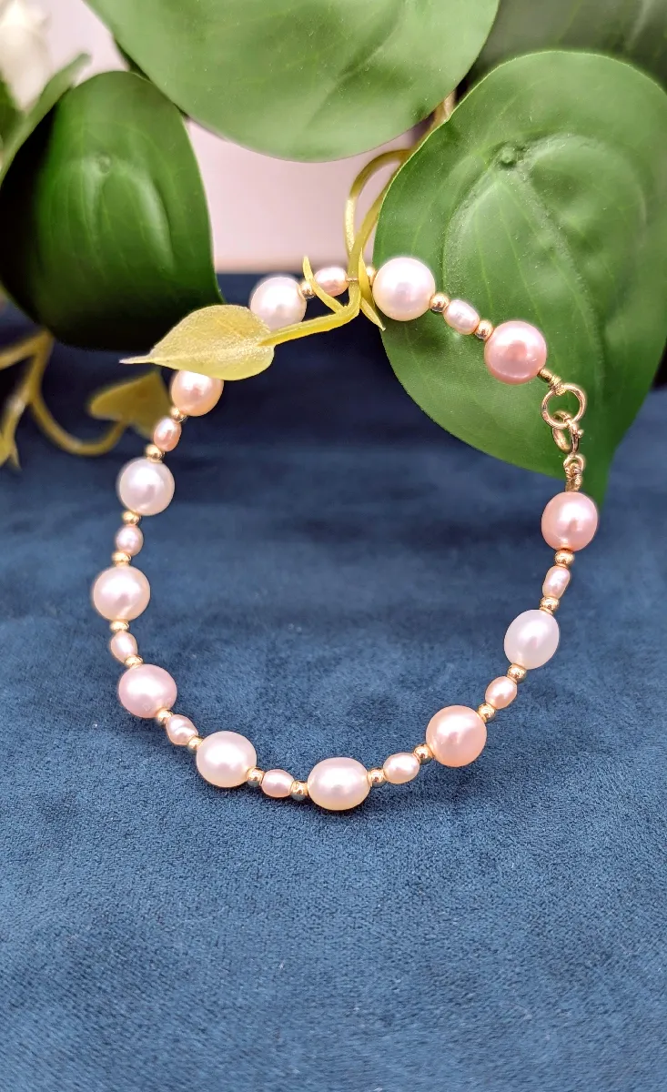 Bracelet Perles Avec Séparations En Or 18 Carats (750/1000) - Poids 12,20g, Occasion