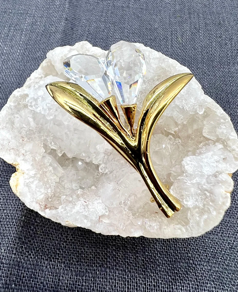 Broche Vintage En Forme De Fleur - Tout En Cristal Taillé Diamant - Bon état