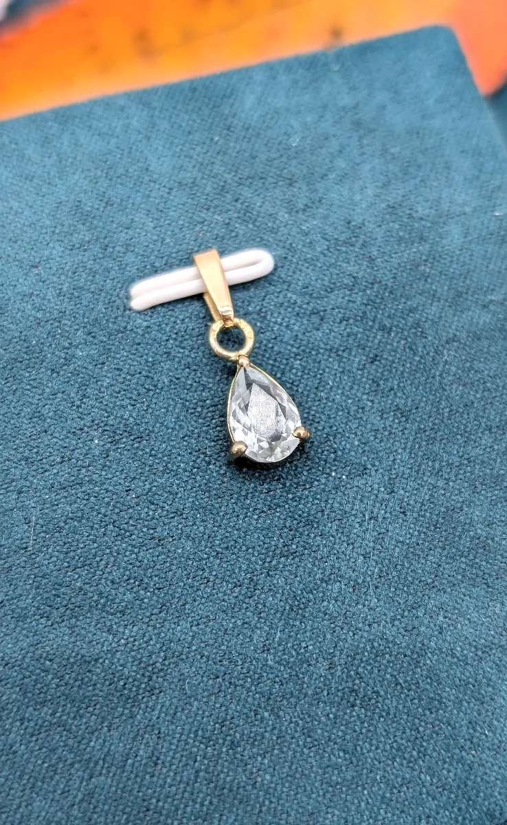 Pendentif En Or 18 Carats (750/1000) Avec Aigue-marine En Forme De Goutte D'eau - Poids 1,23g - Occasion (poinçon Tête D'aigle)