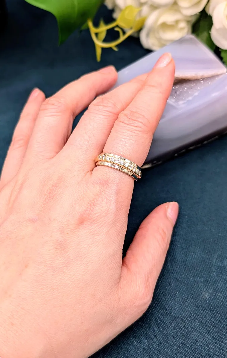 Demi-alliance Or 750 Avec 11 Diamants - Environ 0,22 Carats - Taille M - Occasion