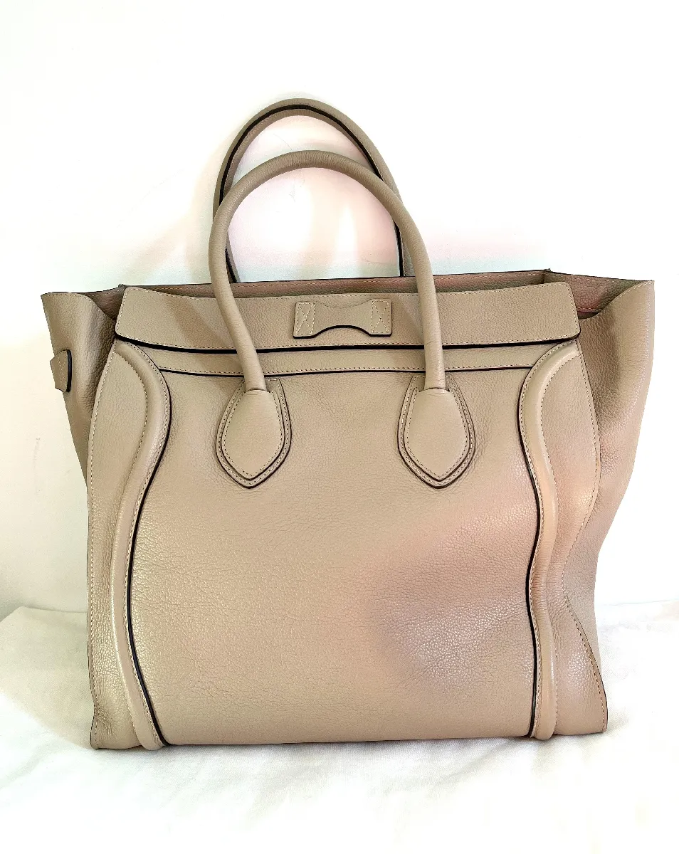 Céline sac à main luggage Grand Modèle en cuir grainé beige