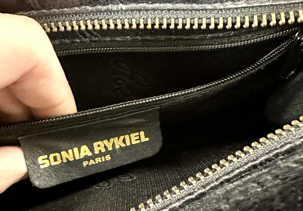 Ceinture Vintage Authentique Sonia Rykiel Paris - Cuir Noir - Taille 84/95 Cm