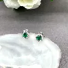13042250 boucles d'oreilles puces en argent motif rond avec oxyde vert et blanc argent 925 millième (22 ct) 1,2g