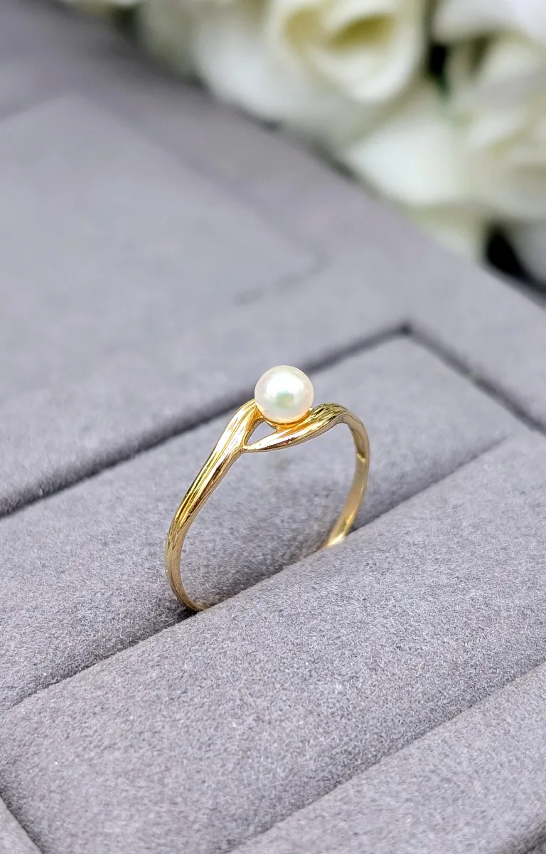Bague En Or 750/1000 (18 Carats) Centrée D'une Perle De Culture Blanche - Poids 1,13g - Occasion Avec Poinçon