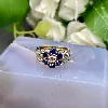 bague fleurs pierre bleue et oxydes