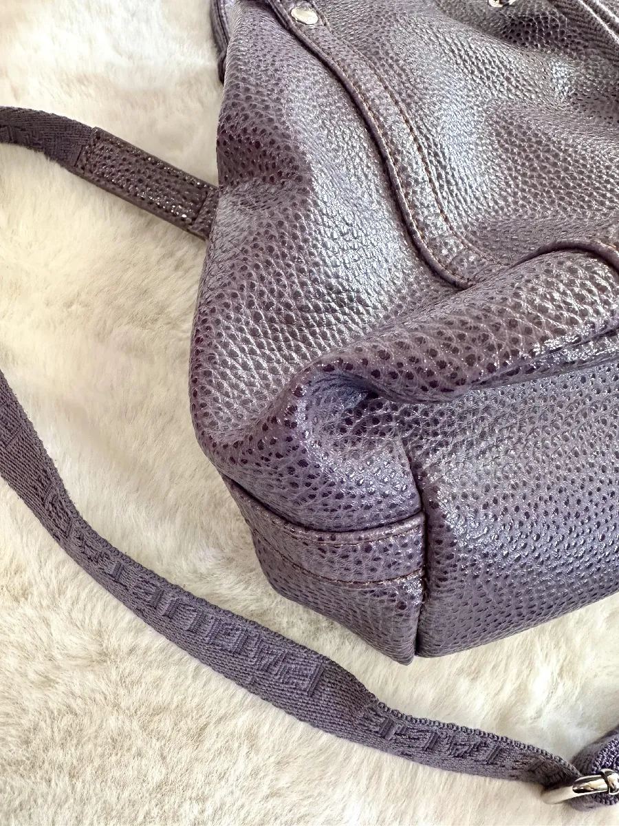 Sac Paquetage en cuir violet à bandoulière DEALiCASH